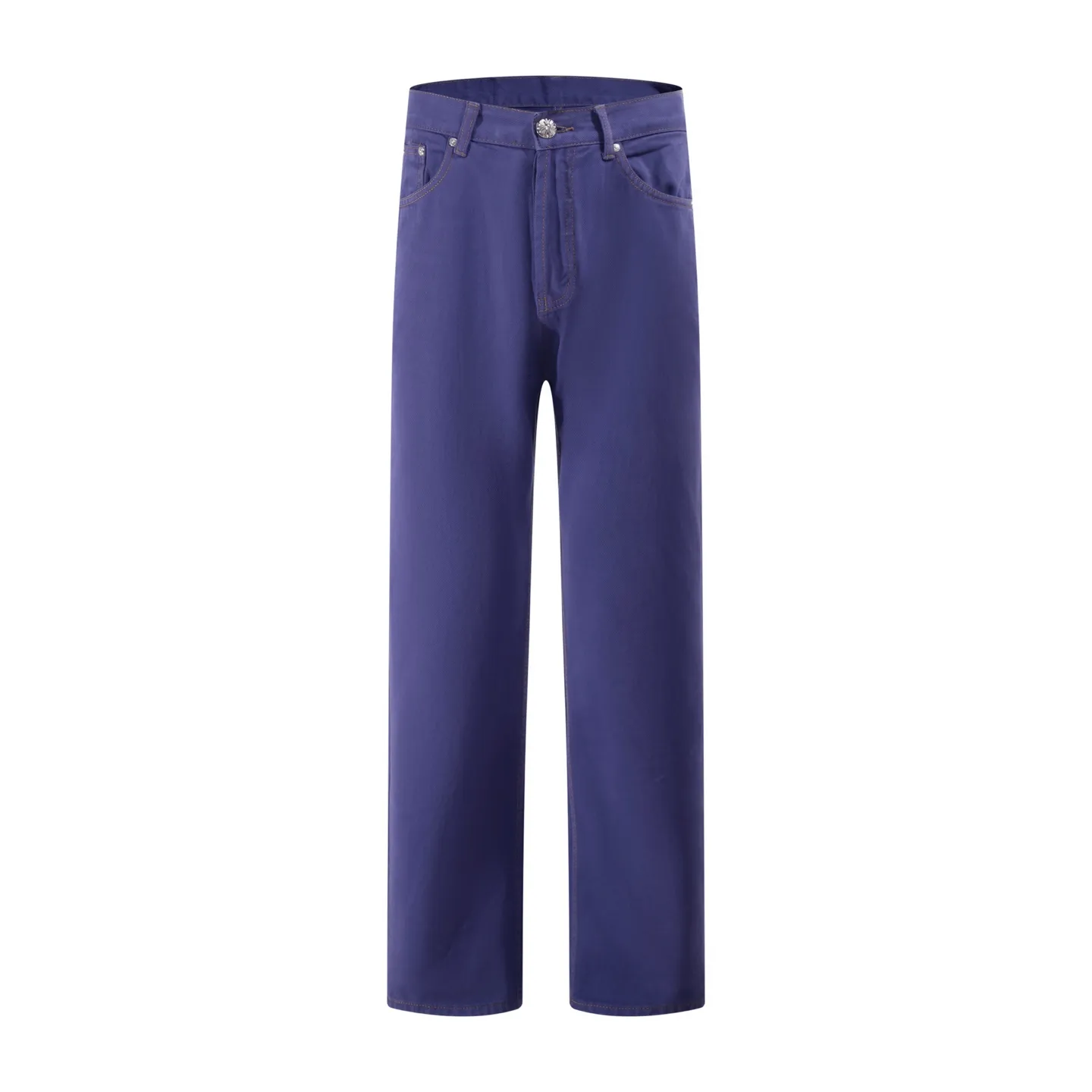 P220 Style number: H32 Croxin & 𝐂𝐡𝐫𝐨𝐦𝐞 𝐇𝐞𝐚𝐫𝐭 ss25 purple dopamine solid color jeans. Styles with different washed textures are very friendly to people with thin legs and thick legs. The slightly flared version perfectly modifies the leg shape. The timeless and moderate length makes it easy to match and match. It is the basis for various styles and is a must-have in your wardrobe! The fabric is stiff but also makes the upper body soft without losing texture. The washing process is even more perfect. It is a must-have item for everyone! ! ! Washed wheat, hang tag, pants label, three labels complete Color: purple Size: 28-30-32-34